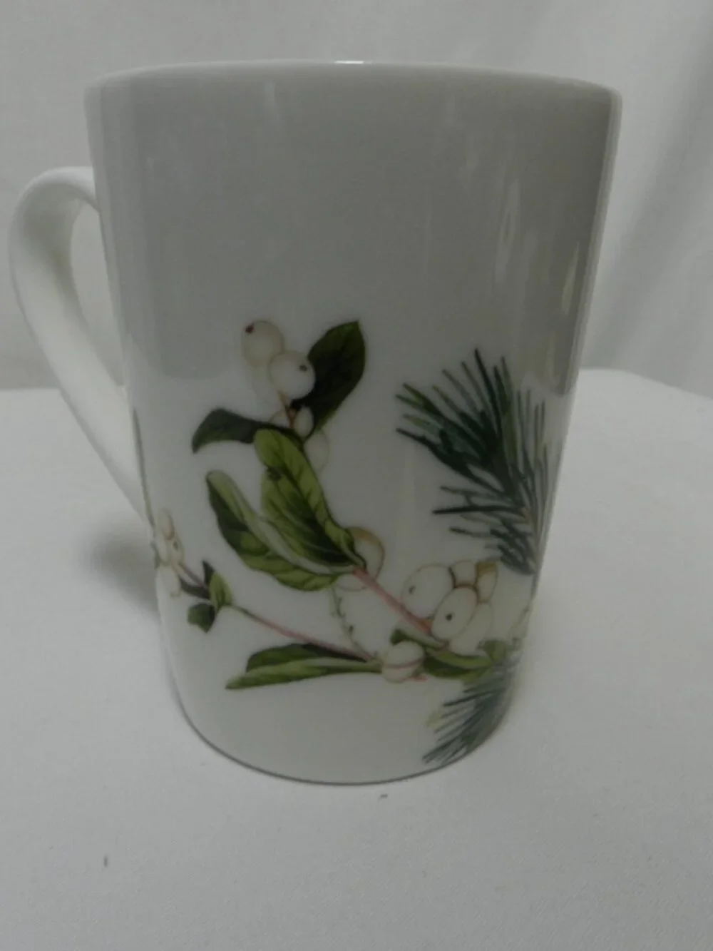 Williams Sonoma Woodland Berry Red Cardinal Bird Christmas Mug Pine Cone